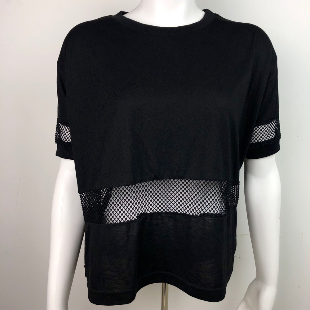 Brandy Melville Black Top Mesh Cutouts